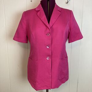 Valentino Carisma Rouge Waffle Texture Jacket 14 Italy Vintage 80s Blazer